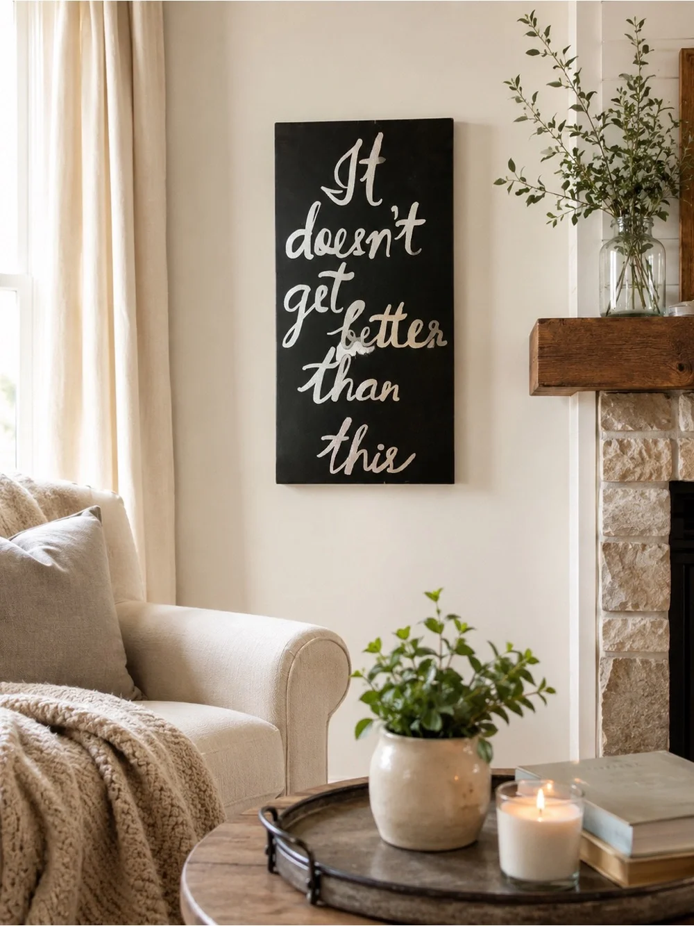 Motivational Script Wall Art - Black and Silver